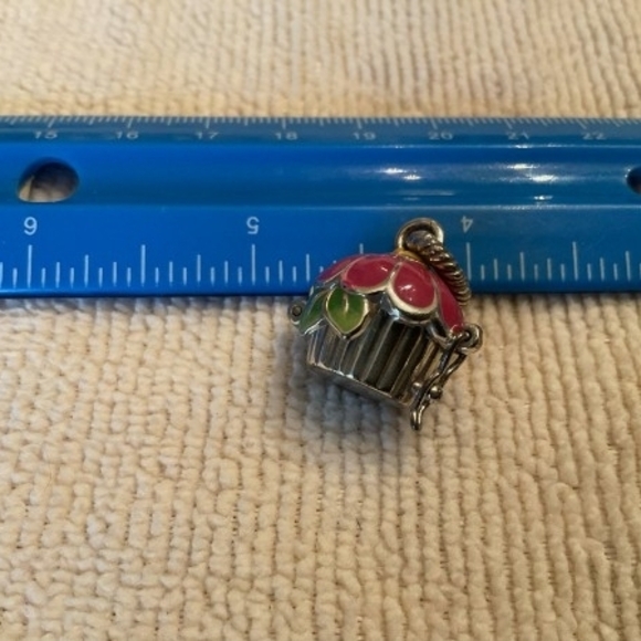 Cupcake Charm with Pink and Green Enamel - Picture 3 of 5